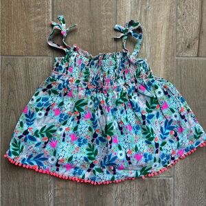 Mini Boden Floral Tank Top - Blue and Pink